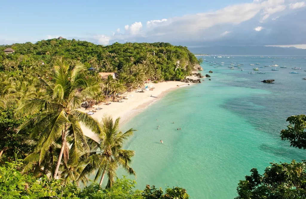 aerial view of Diniwid Beach on a sunny day