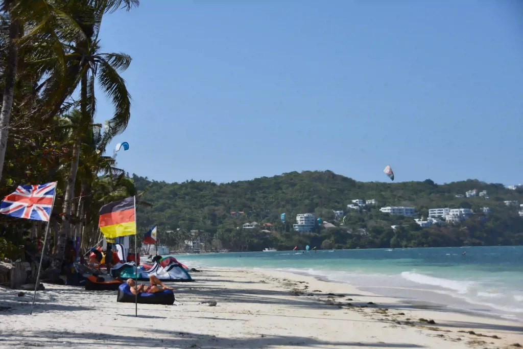kite surfers resting by the Bulabog Beach