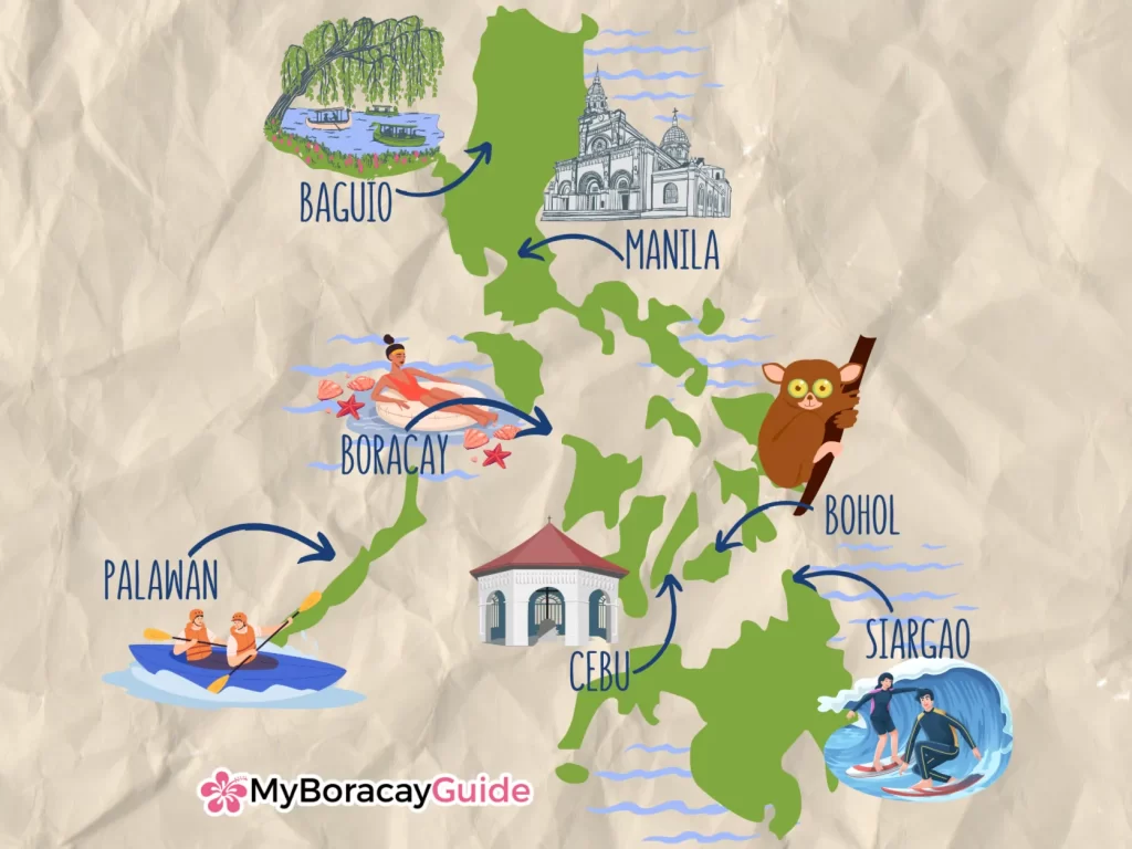Map of the destinations in the Philippines