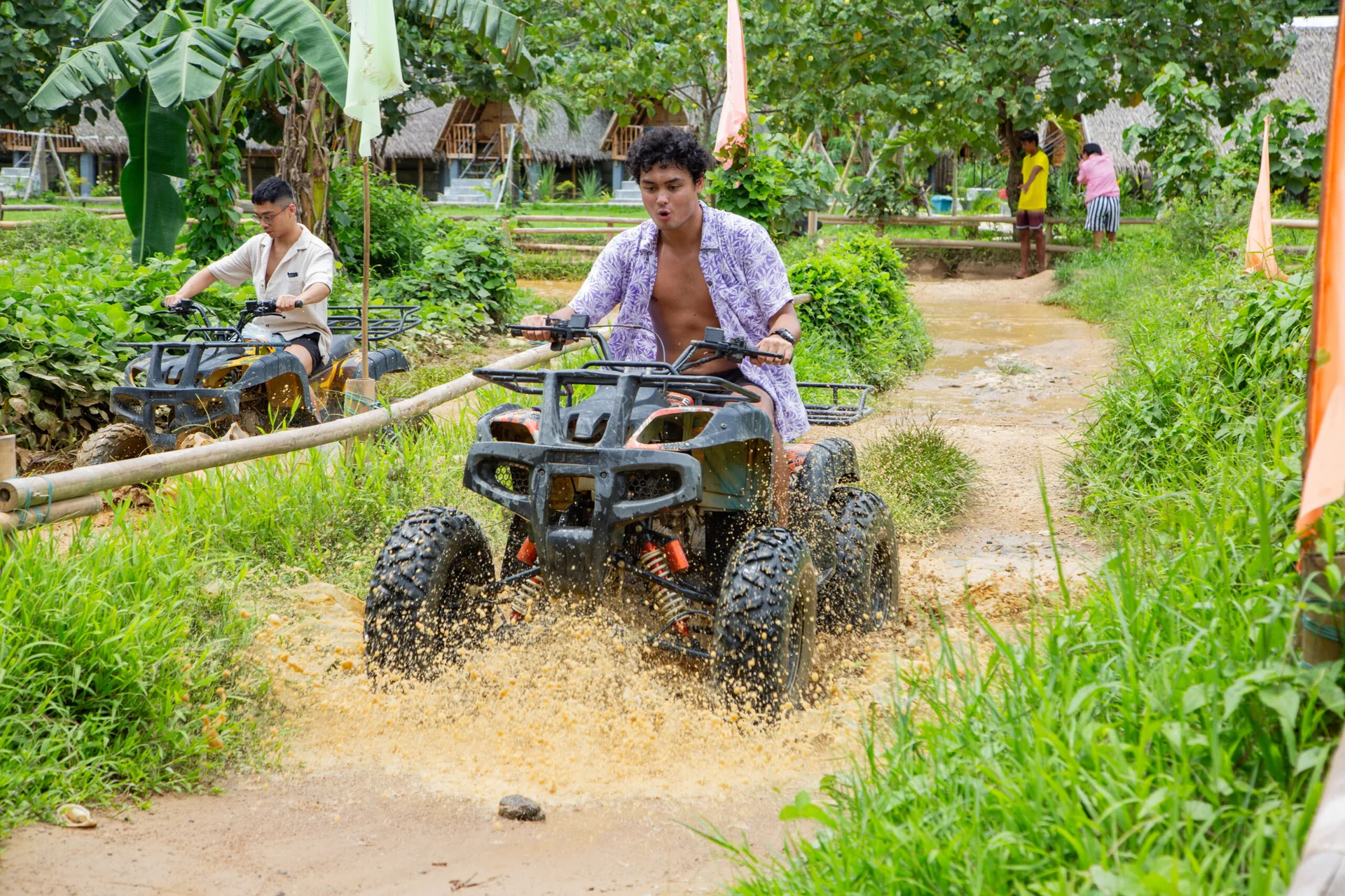 ATV riding through trails on the way to Mount Luho viewpoint Boracay