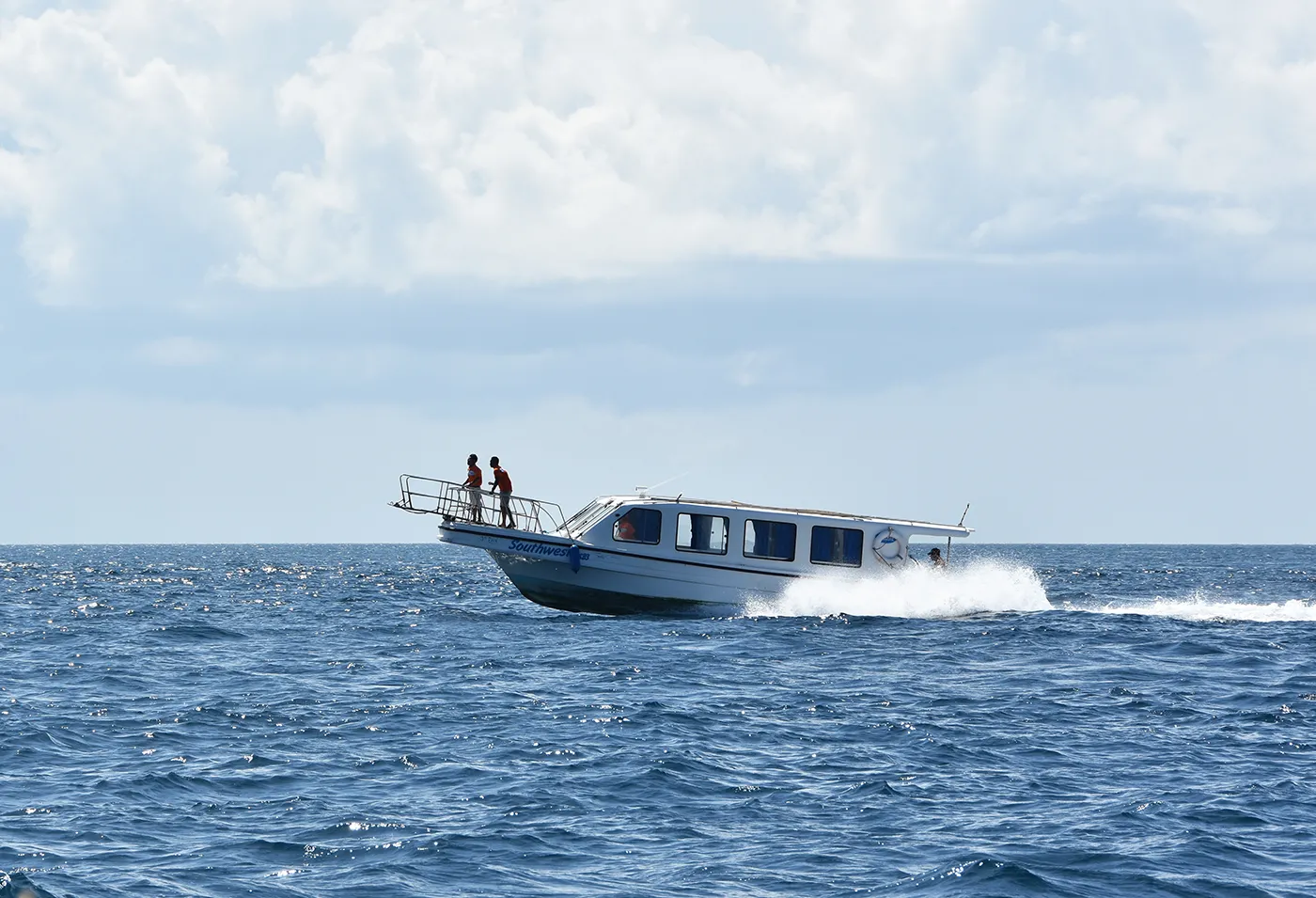 Executive speedboat at speed