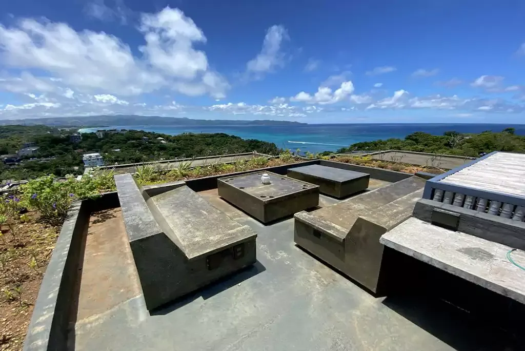 Rooftop terrace with island views