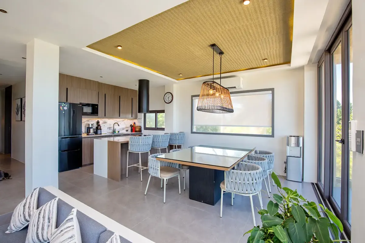 Living, dining and kitchen